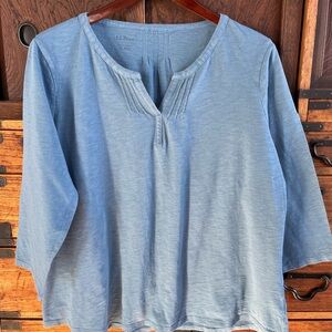 L.L. Bean Smoke Blue 3/4 Sleeve V-Neck Knit Top